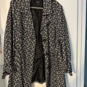 Style & Co. Black and White Geometric Trench Coat
